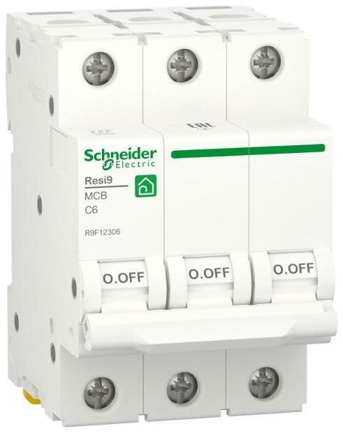 Schneider Electric R9F12306 Выключатель автоматический трехполюсный С 6А 3P 6000A RESI9
