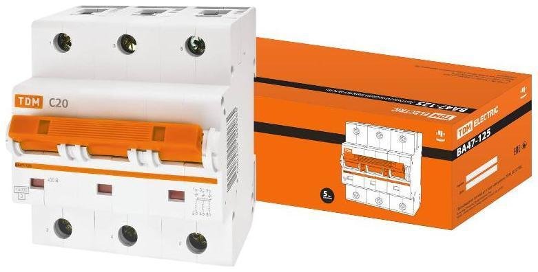 TDM electric SQ0208-0075 Выключатель автоматический трехполюсный ВА47-125 20А C 15кА