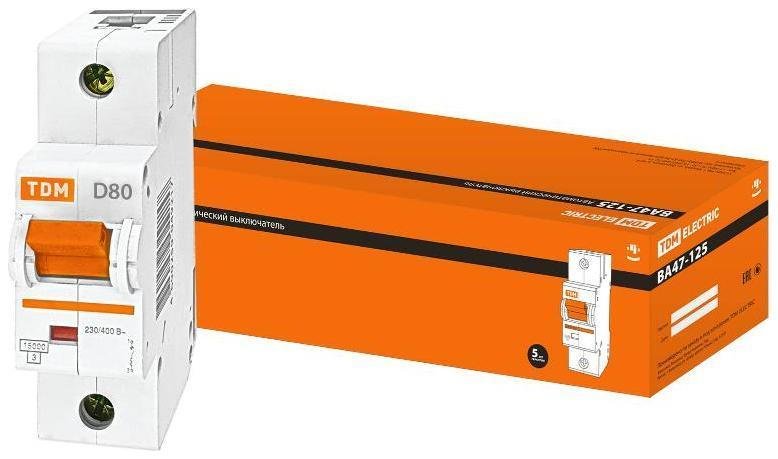 TDM electric SQ0208-0010 Выключатель автоматический однополюсный ВА47-125 80А D 15кА