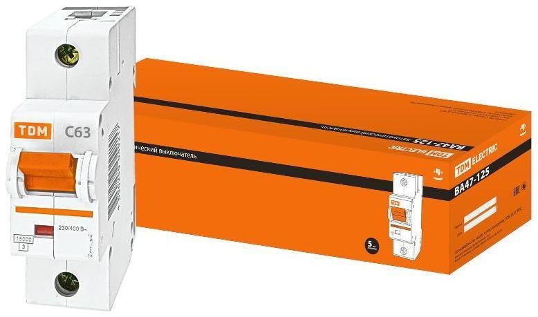 TDM electric SQ0208-0057 Выключатель автоматический однополюсный ВА47-125 63А C 15кА
