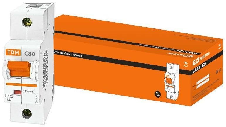 TDM electric SQ0208-0058 Выключатель автоматический однополюсный ВА47-125 80А C 15кА