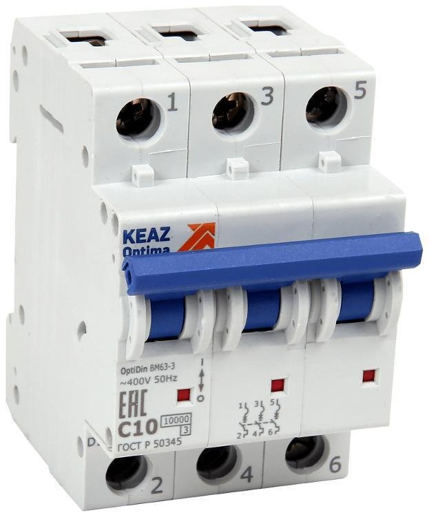 КЭАЗ 249192 Выключатель автоматический модульный на переменный ток до 63А OptiDin BM63-3C40-10-УХЛ3