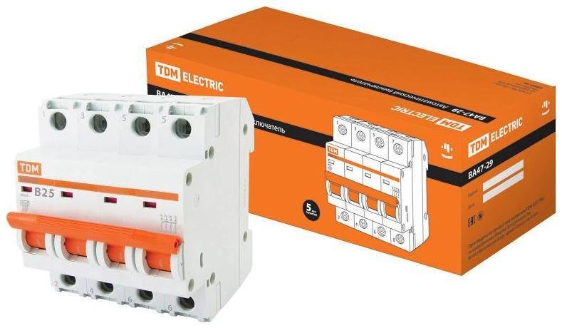 TDM electric SQ0206-0060 Выключатель автоматический четырехполюсный ВА47-29 25А B 4,5кА