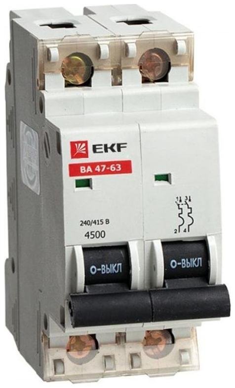 EKF mcb4763-2-01C Выключатель автоматический двухполюсный ВА 47-63, 2P 1А (C)