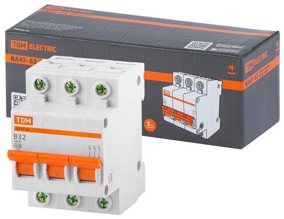 TDM electric SQ0218-0058 Выключатель автоматический трехполюсный ВА47-63 3Р 32А 4,5кА х-ка B