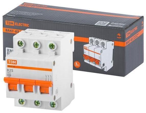 TDM electric SQ0218-0057 Выключатель автоматический трехполюсный ВА47-63 3Р 25А 4,5кА х-ка B