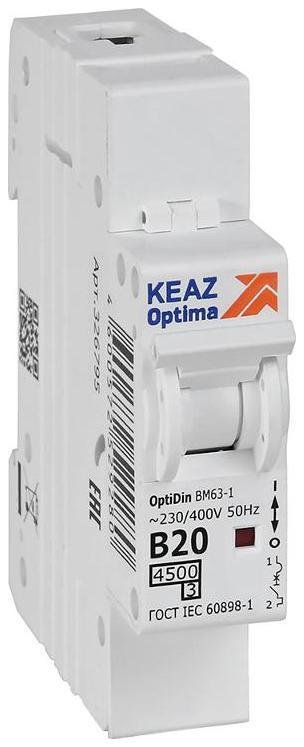 КЭАЗ 329502 Выключатель автоматический однополюсный OptiDin BM63-1B20-4,5-УХЛ3 [в упаковке 12, цена за 1 шт]