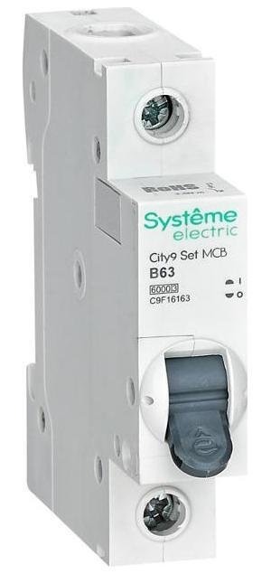 Systeme Electric C9F16163 Выключатель автоматический однополюсный 63A B 6kA City9 [в упаковке 12, цена за 1 шт]