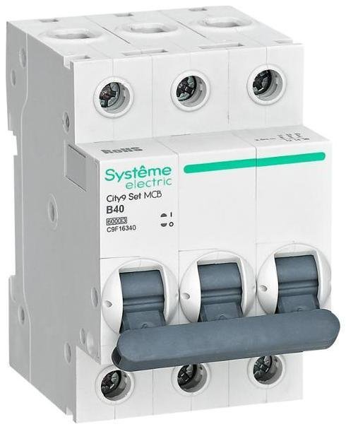 Systeme Electric C9F16340 Выключатель автоматический трёхполюсный 40A B 6kA City9 [в упаковке 4, цена за 1 шт]