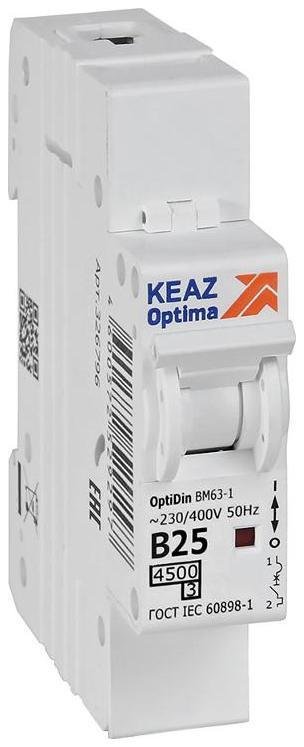 КЭАЗ 329503 Выключатель автоматический однополюсный OptiDin BM63-1B25-4,5-УХЛ3 [в упаковке 12, цена за 1 шт]