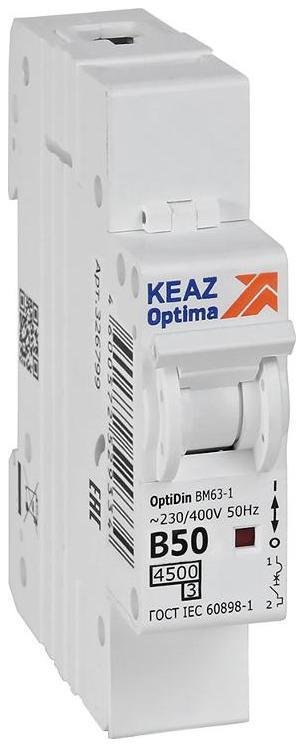 КЭАЗ 329506 Выключатель автоматический однополюсный OptiDin BM63-1B50-4,5-УХЛ3 [в упаковке 12, цена за 1 шт]