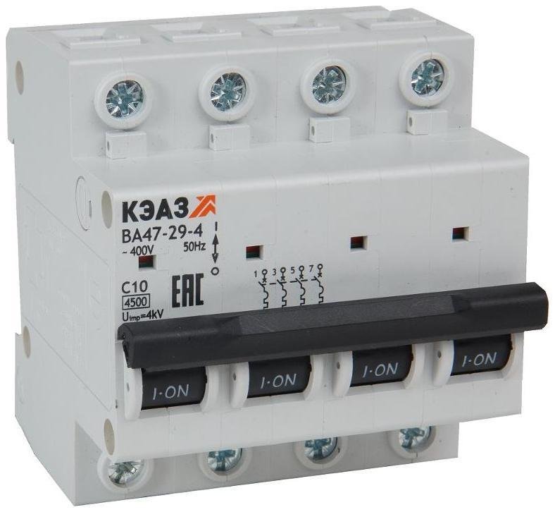 КЭАЗ 318323 Выключатель автоматический четырехполюсный ВА47-29-4B40-УХЛ3 (4,5кА)| [в упаковке 3, цена за 1 шт]