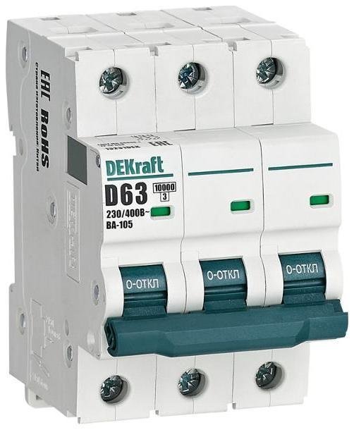 DEKraft 13231DEK Выключатель автоматический трехполюсный ВА-105 63А D 10кА