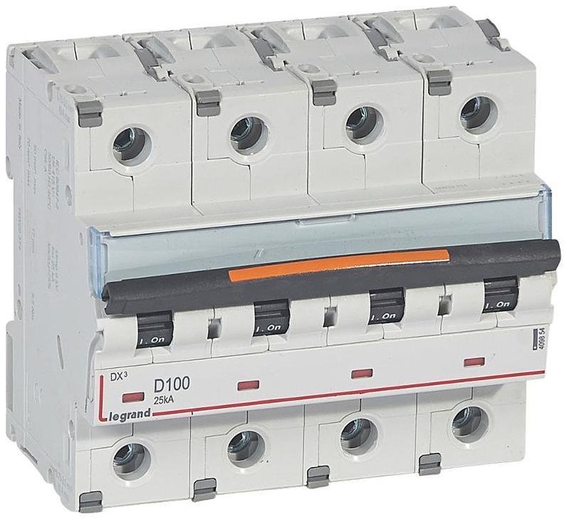 Legrand 409854 Выключатель автоматический четырехполюсный DX3 100А D 25кА (6 мод)