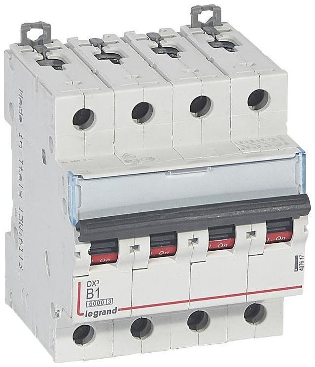 Legrand 407617 Выключатель автоматический четырехполюсный DX3 6000 1А B 10кА