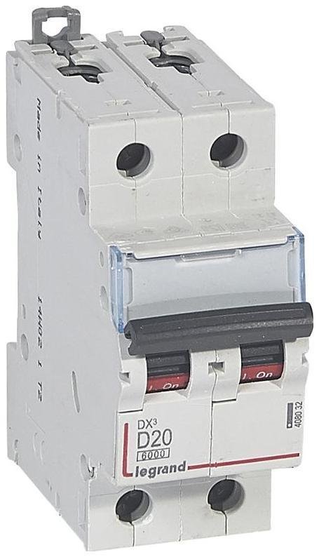 Legrand 408032 Выключатель автоматический двухполюсный DX3 6000 20А D 10кА