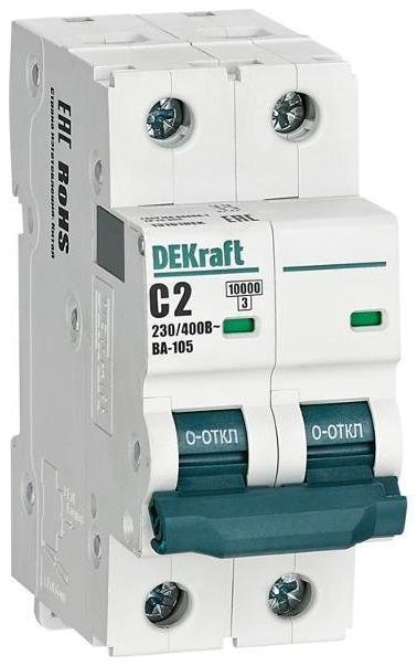 DEKraft 13161DEK Выключатель автоматический двухполюсный ВА-105 2А C 10кА