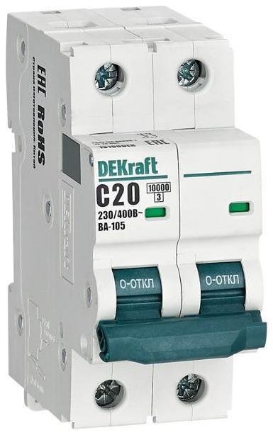 DEKraft 13166DEK Выключатель автоматический двухполюсный ВА-105 20А C 10кА