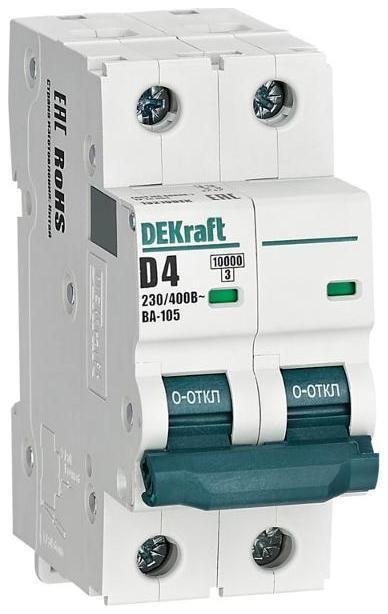 DEKraft 13210DEK Выключатель автоматический двухполюсный ВА-105 4А D 10кА