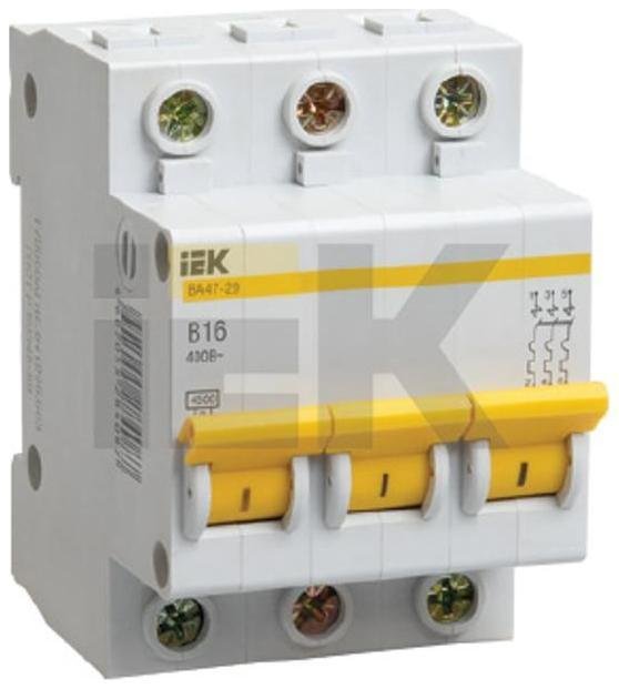 IEK MVA20-3-002-B Выключатель автоматический трехполюсный ВА47-29 2А B 4,5кА KARAT