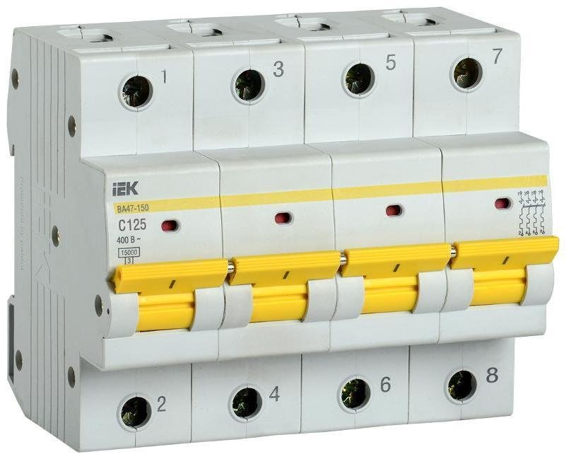 IEK MVA50-4-125-C Выключатель автоматический четырехполюсный ВА47-150 125А C 15кА KARAT