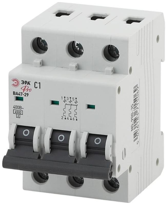 Эра Б0031767 Выключатель автоматический трехполюсный Pro NO-900-35 ВА47-29 3P 1А кривая C