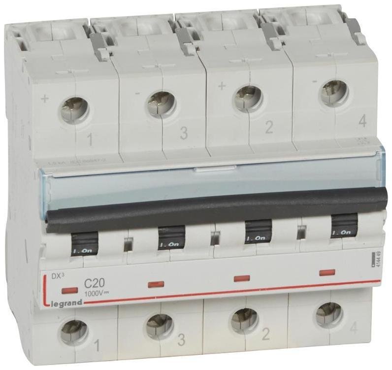 Legrand 414449 Выключатель автоматический двухполюсный DX3 DC 20А B 1,5кА (6 мод)