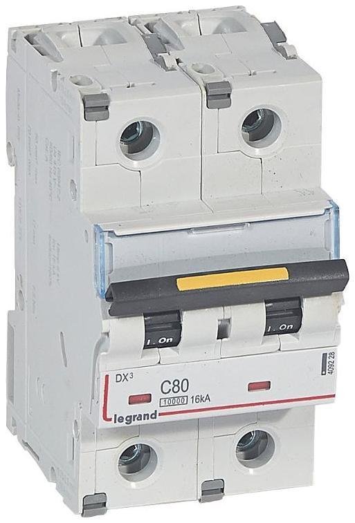 Legrand 409228 Выключатель автоматический двухполюсный DX3 10000 80А C 16кА (3 мод)