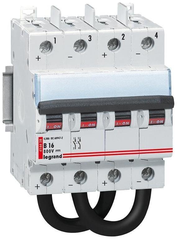 Legrand 414428 Выключатель автоматический двухполюсный DX3 DC 16А B 4,5кА (4 мод)
