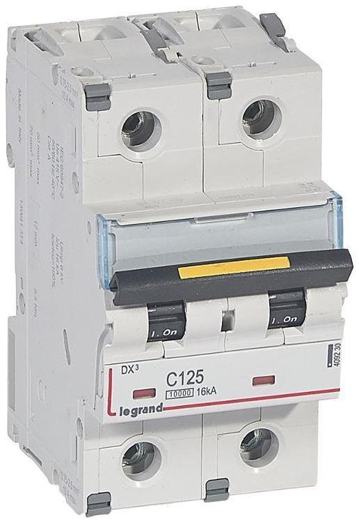 Legrand 409230 Выключатель автоматический двухполюсный DX3 10000 125А C 16кА (3 мод)