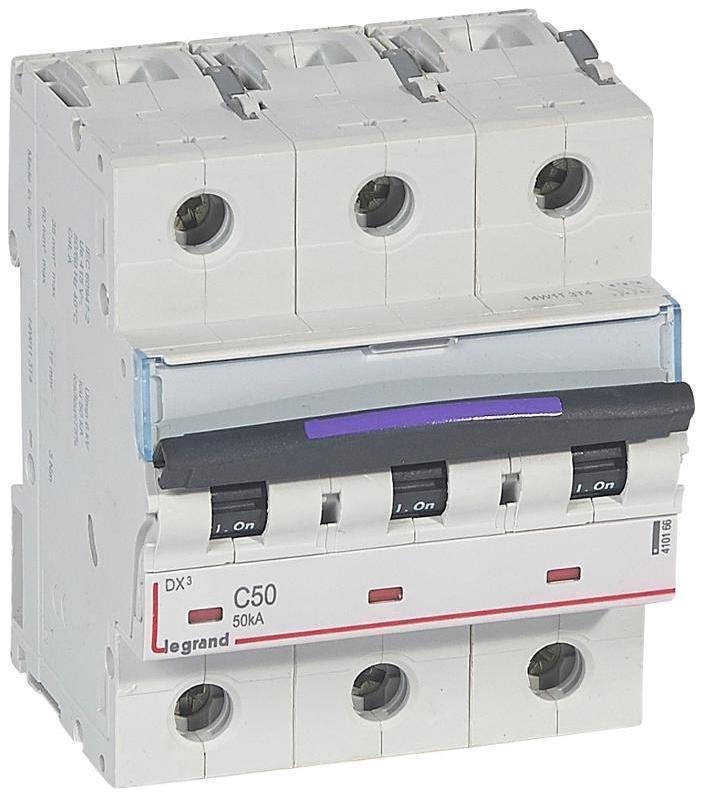 Legrand 410166 Выключатель автоматический трехполюсный DX3 50А C 50кА (4,5 мод)