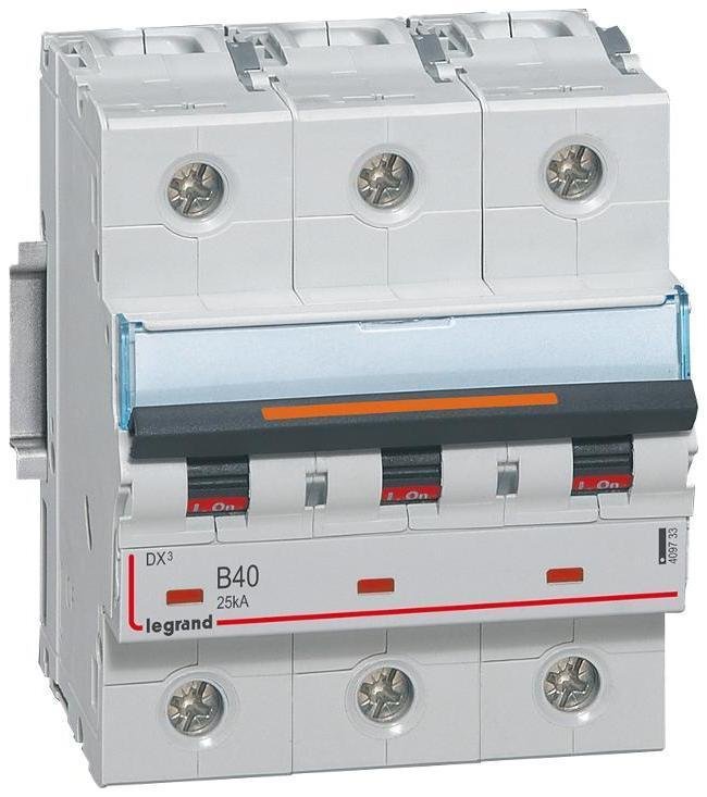 Legrand 409733 Выключатель автоматический трехполюсный DX3 40А B 25кА (4,5 мод)