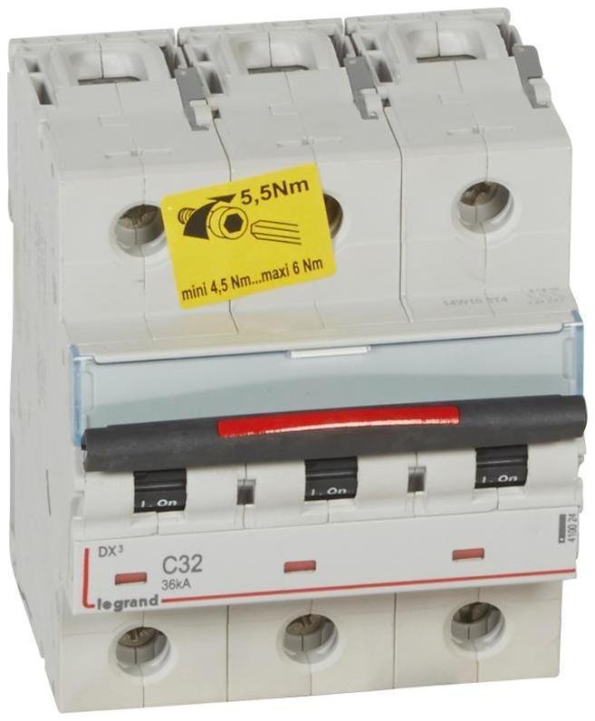 Legrand 410024 Выключатель автоматический трехполюсный DX3 32A C 36кА (4,5 мод)