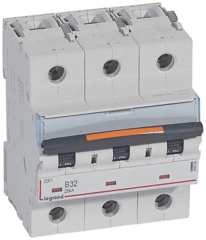 Legrand 409732 Выключатель автоматический трехполюсный DX3 32А B 25кА (4,5 мод)
