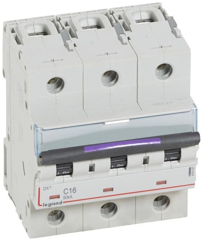 Legrand 410161 Выключатель автоматический трехполюсный DX3 16А C 50кА (4,5 мод)