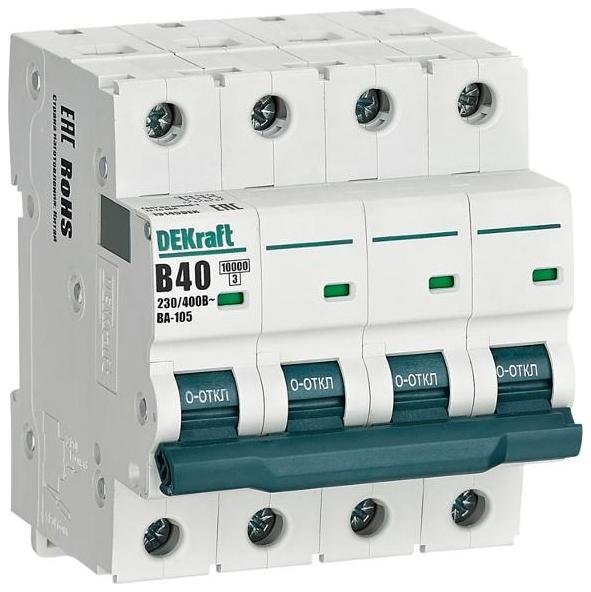 DEKraft 13145DEK Выключатель автоматический четырехполюсный ВА-105 40А B 10кА