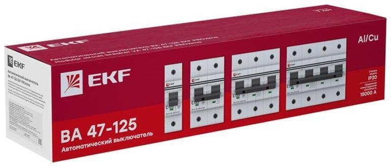 EKF mcb47125-2-100C Выключатель автоматический двухполюсный ВА 47-125 100А C 15кА PROxima [в упаковке 36, цена за 1 шт]