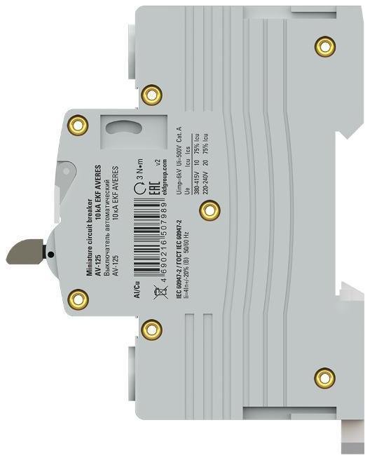 EKF mcb125-1-80C-av Выключатель автоматический AV-125 1P 80A (C) 10kA AVERES