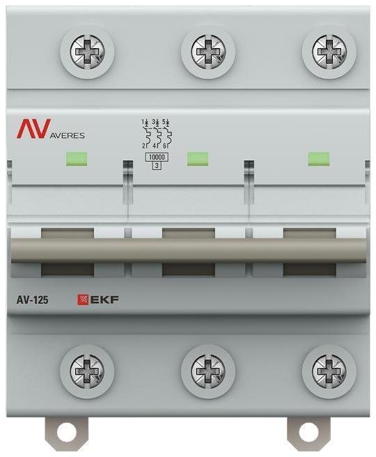 EKF mcb125-3-100C-av Выключатель автоматический AV-125 3P 100A (C) 10kA AVERES