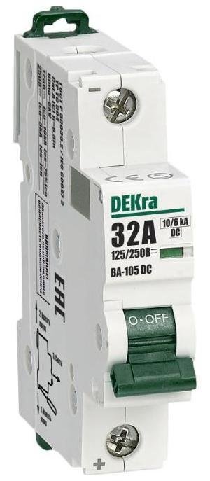 DEKraft 13382DEK Выключатель автоматический однополюсный ВА-105 1P характеристика С 32A 250В DC