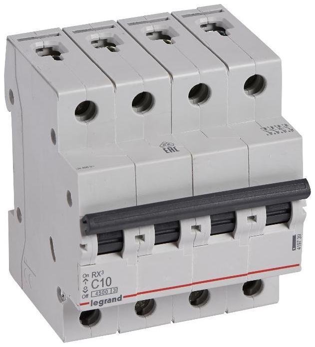 Legrand 419739 Выключатель автоматический четырехполюсный RX3 4500 10А C 4,5кА