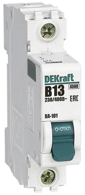 DEKraft 11148DEK Выключатель автоматический однополюсный ВА-101 1Р 13А характеристика B 4,5кА