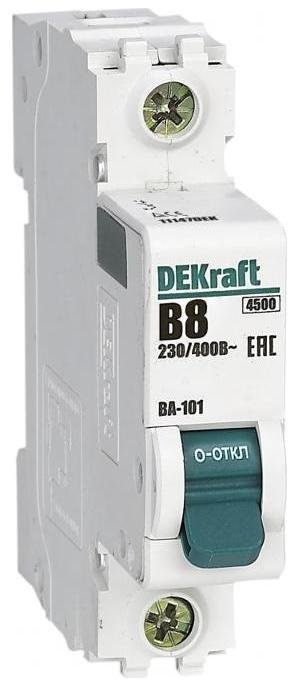 DEKraft 11147DEK Выключатель автоматический однополюсный ВА-101 1Р 8А характеристика B 4,5кА