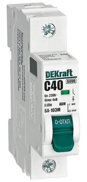 DEKraft 12506DEK Выключатель автоматический без теплозащиты однополюсный ВА-103М 1P 40А характеристика C 6кА