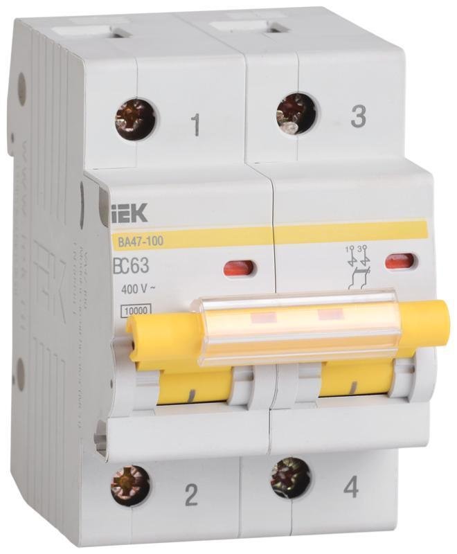 IEK MVA40-2-063-C Выключатель автоматический двухполюсный ВА47-100 63А C 10кА KARAT