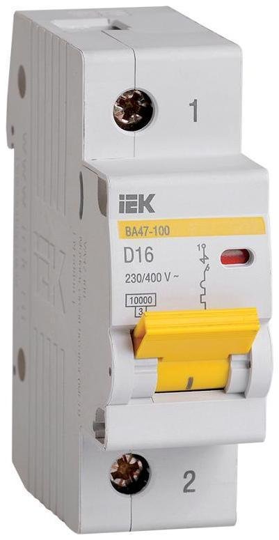 IEK MVA40-1-016-D Выключатель автоматический однополюсный ВА47-100 16А D 10кА KARAT