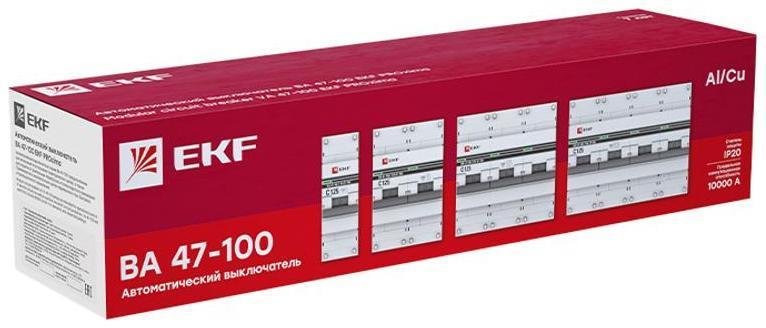 EKF mcb47100-4-80C-pro Выключатель автоматический четырехполюсный ВА 47-100 80А C 10кА PROxima