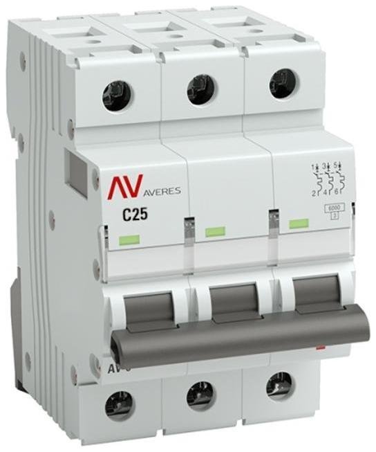 EKF mcb10-3-25C-av Выключатель автоматический трехполюсный AV-10 25А C 10кА AVERES