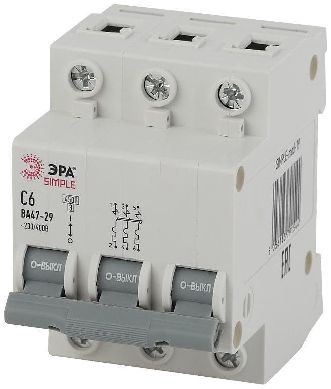 Эра Б0039244 Выключатель автоматический трехполюсный SIMPLE-mod-27 ВА47-29 3P 63А 4,5кА характеристика C SIMPLE