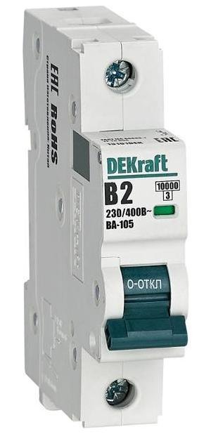 DEKraft 13101DEK Выключатель автоматический 1P 2A х-ка B ВА-105 10кА
